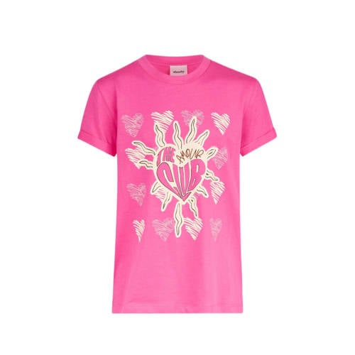 Shoeby T-shirt met printopdruk roze Meisjes Katoen Ronde hals Printopdruk - 110/116