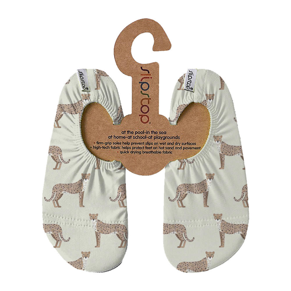 Beige jongens en meisjes Slipstop waterschoenen van textiel met dierenprint