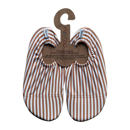 Slipstop waterschoenen cognac/wit Bruin Jongens Textiel Streep - maat 18/20 afbeelding
