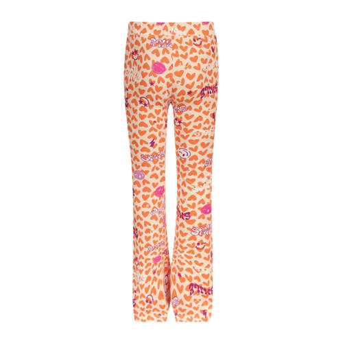 Shoeby high waist flared broek met all over print oranje Meisjes Polyester 146 152