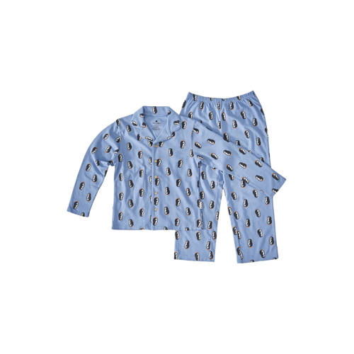 Little Label pyjama met penguin print Blauw Jongens Stretchkatoen Klassieke kraag