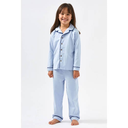 Little Label pyjama blauw Meisjes Stretchkatoen Klassieke kraag Effen