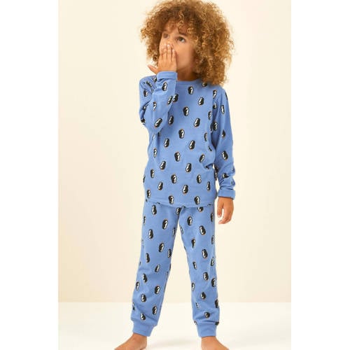 Little Label pyjama met penguin print Blauw Jongens Stretchkatoen Ronde hals