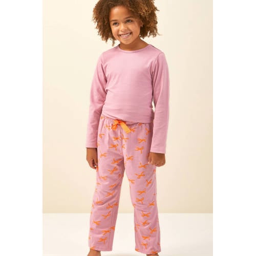 Little Label pyjama met all over print op de broek Roze Meisjes Stretchkatoen Ronde hals