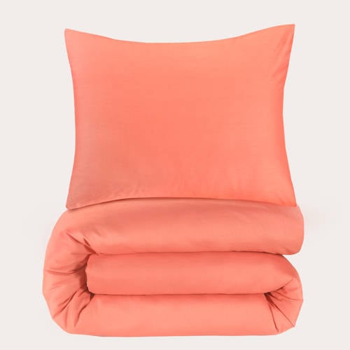 W katoenen dekbedovertrek 1-persoons roze (140x220 cm) Effen