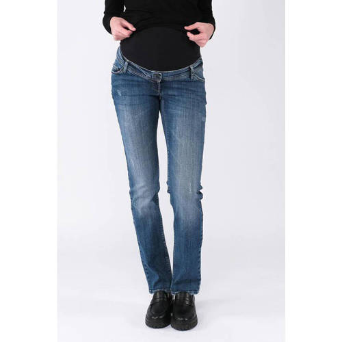 love2wait zwangerschaps straight jeans Grace stonewashed Blauw Dames Denim 33