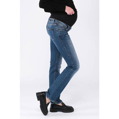 love2wait zwangerschaps straight jeans Grace stonewashed Blauw Dames Denim 33