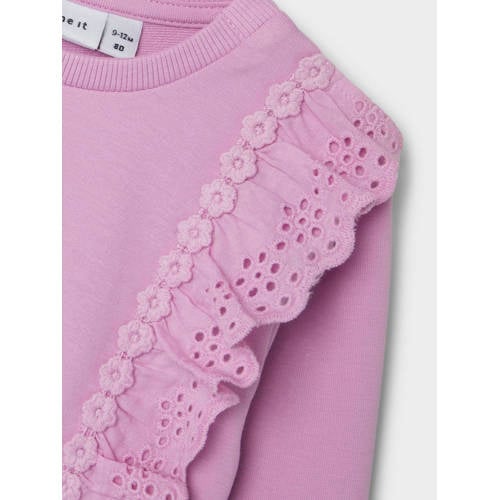 name it BABY sweater lila Trui Paars Meisjes Stretchkatoen Ronde hals Effen 68