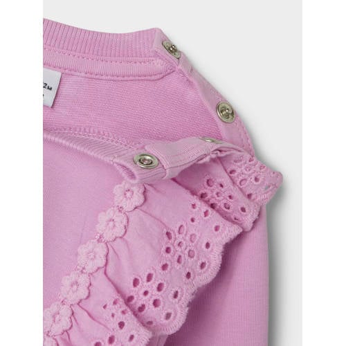 name it BABY sweater lila Trui Paars Meisjes Stretchkatoen Ronde hals Effen 68