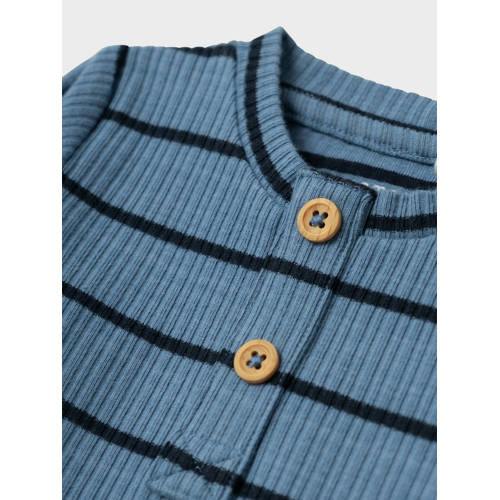 name it BABY pyjama NBMKILO blauw Jongens Katoen Ronde hals Streep 68