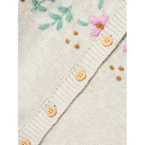 name it BABY gebloemd gebreid vest NBFKIMMIE beige roze groen Meisjes Katoen Ronde hals 50