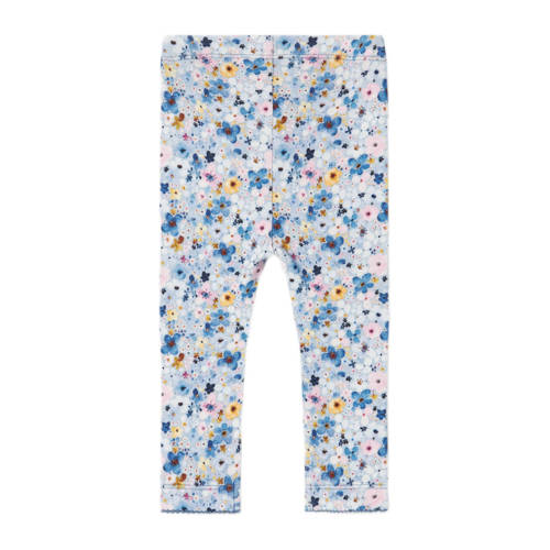 Name it BABY gebloemde regular fit broek NBFLOSA blauw Legging Meisjes Katoen 80