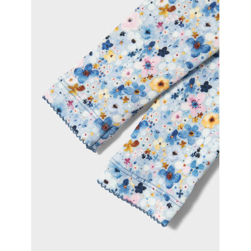 name it BABY gebloemde regular fit broek NBFLOSA blauw Legging Meisjes Katoen 80