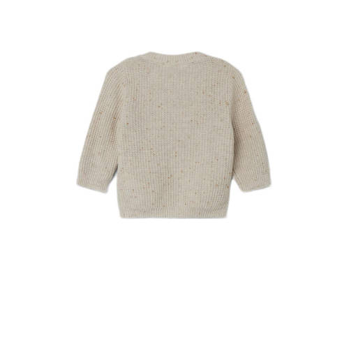 Name it BABY gemêleerd gebreid vest NBMKALAM zand Beige Jongens Katoen Ronde hals 68