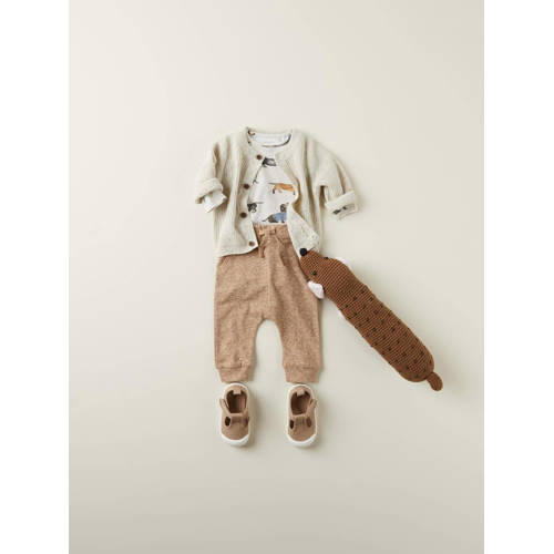 name it BABY gemêleerd gebreid vest NBMKALAM zand Beige Jongens Katoen Ronde hals 68