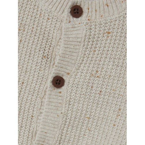 name it BABY gemêleerd gebreid vest NBMKALAM zand Beige Jongens Katoen Ronde hals 68