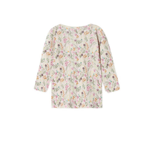 name it BABY gebloemde longsleeve NBFKEJSA beige roze groen Meisjes Katoen Ronde hals 56
