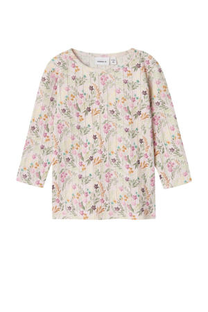 baby gebloemde longsleeve NBFKEJSA beige/roze/groen
