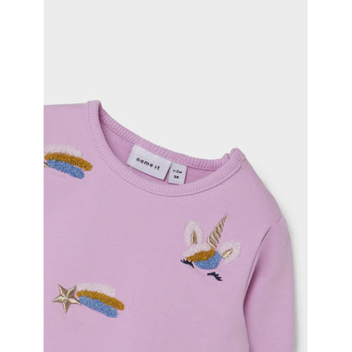 name it BABY sweater NBFLIGA met all over print roze All over print 56