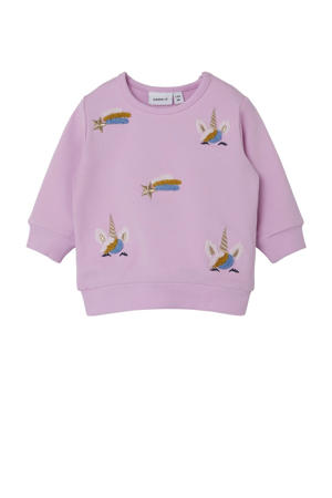 baby sweater NBFLIGA met all over print roze