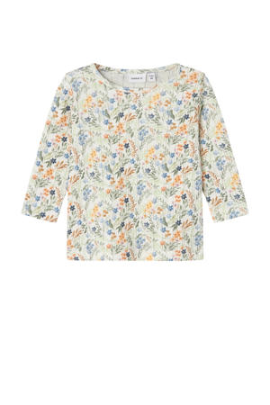 baby gebloemde longsleeve NBFKEJSA beige/groen/blauw