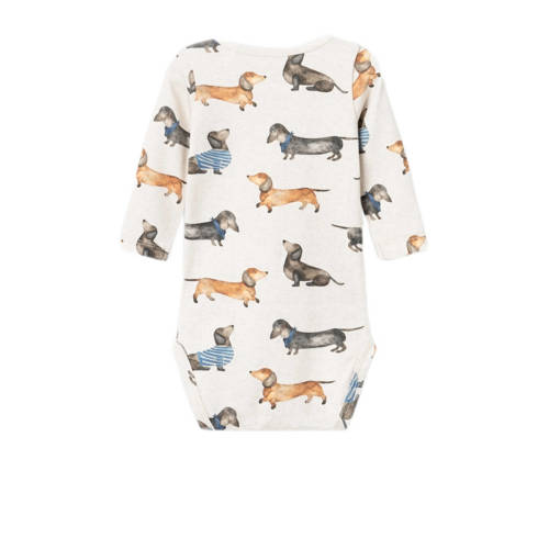 name it BABY romper NBMKINGO zand groen blauw Beige Jongens Katoen Ronde hals 74