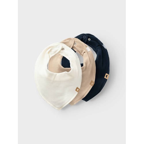 name it BABY slab NBNYVETTI set van 3 donkerblauw lichtbruin ecru Effen