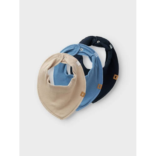 name it BABY slab NBNYVETTI set van 3 donkerblauw blauw lichtbruin Effen