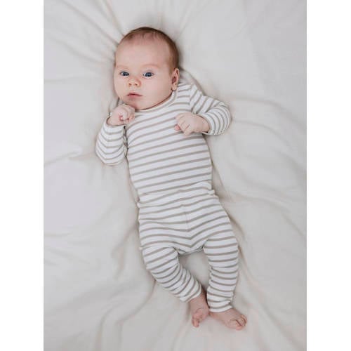 name it BABY gestreepte broek NBNBANI beige ecru Jongens Katoen Streep 86