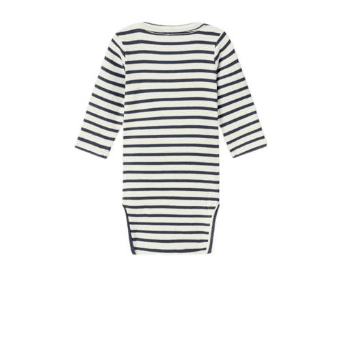 name it BABY gestreepte romper NBNBANI donkerblauw ecru Jongens Katoen Ronde hals 62