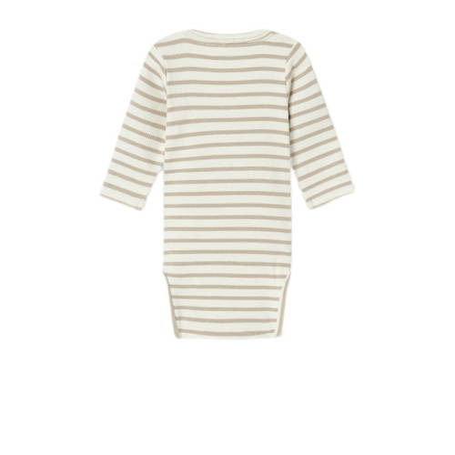 name it BABY gestreepte romper NBNBANI beige ecru Jongens Katoen Ronde hals 50