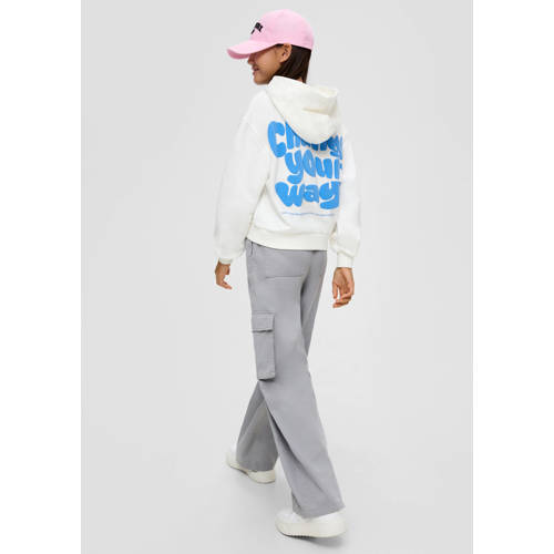 s.Oliver hoodie wit Trui Meisjes Katoen Capuchon Backprint 158 164