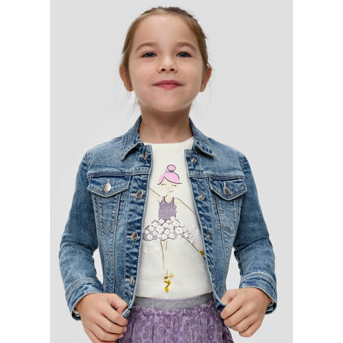 s.Oliver longsleeve met printopdruk wit Meisjes Katoen Ronde hals Printopdruk 128 134