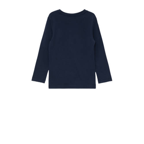 s.Oliver longsleeve met printopdruk donkerblauw Jongens Katoen Ronde hals 116 122