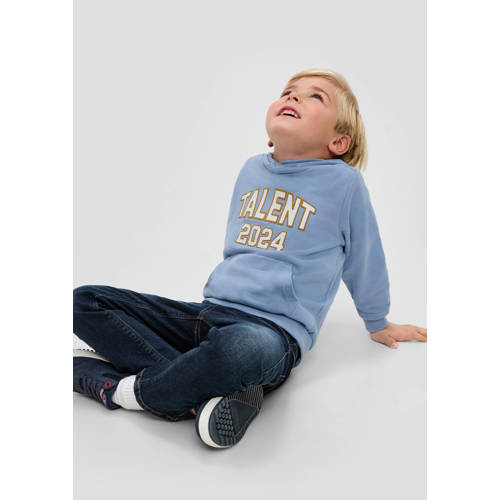 s.Oliver hoodie blauw Trui Jongens Katoen Capuchon Printopdruk 140