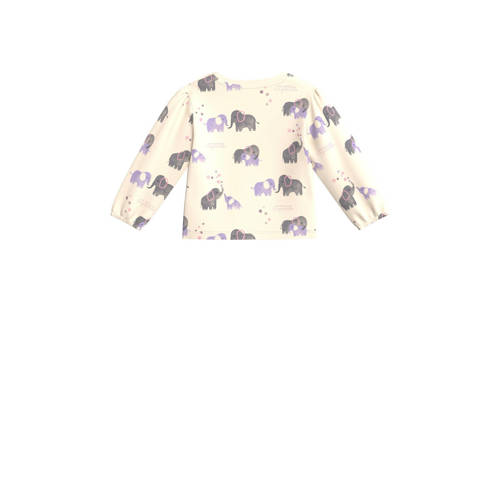 S.Oliver baby T-shirt met all over print ecru multicolor Meisjes Stretchkatoen Ronde hals 50 56