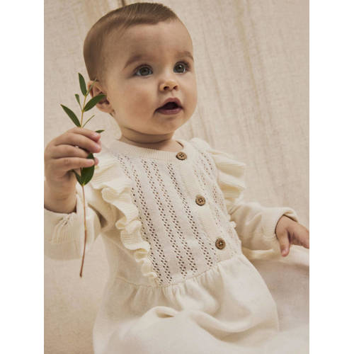LIL' ATELIER BABY jurk NBFNINA ecru Meisjes Katoen Ronde hals Effen 74