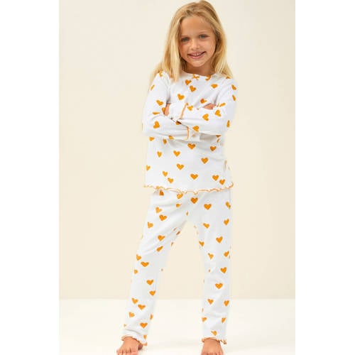 Little Label pyjama blauw met hartjes print Meisjes Stretchkatoen Ronde hals