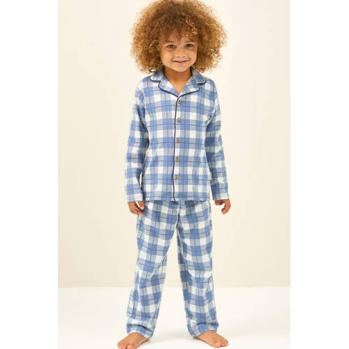 Little Label geruite pyjama blauw Jongens Stretchkatoen Klassieke kraag