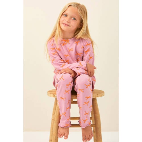 Little Label pyjama met strikjes print Roze Meisjes Stretchkatoen Ronde hals