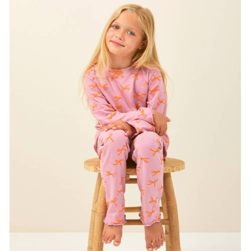 Little Label pyjama met strikjes print Roze Meisjes Stretchkatoen Ronde hals - maat 92 afbeelding