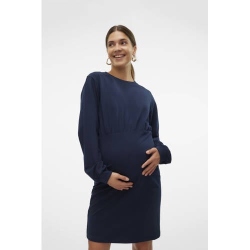 Mamalicious zwangerschapsjurk MLSINE donkerblauw Dames Katoen Ronde hals XL