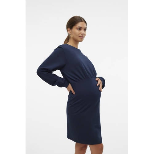 Mamalicious zwangerschapsjurk MLSINE donkerblauw Dames Katoen Ronde hals XL