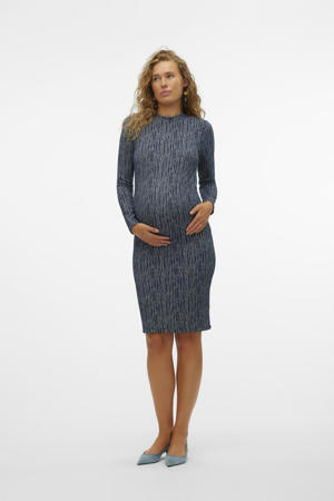 zwangerschapsjurk MLJENNA met all over print grijs/zwart