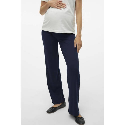 Mamalicious relaxed broek MLEMILY donkerblauw Dames Katoen Effen M