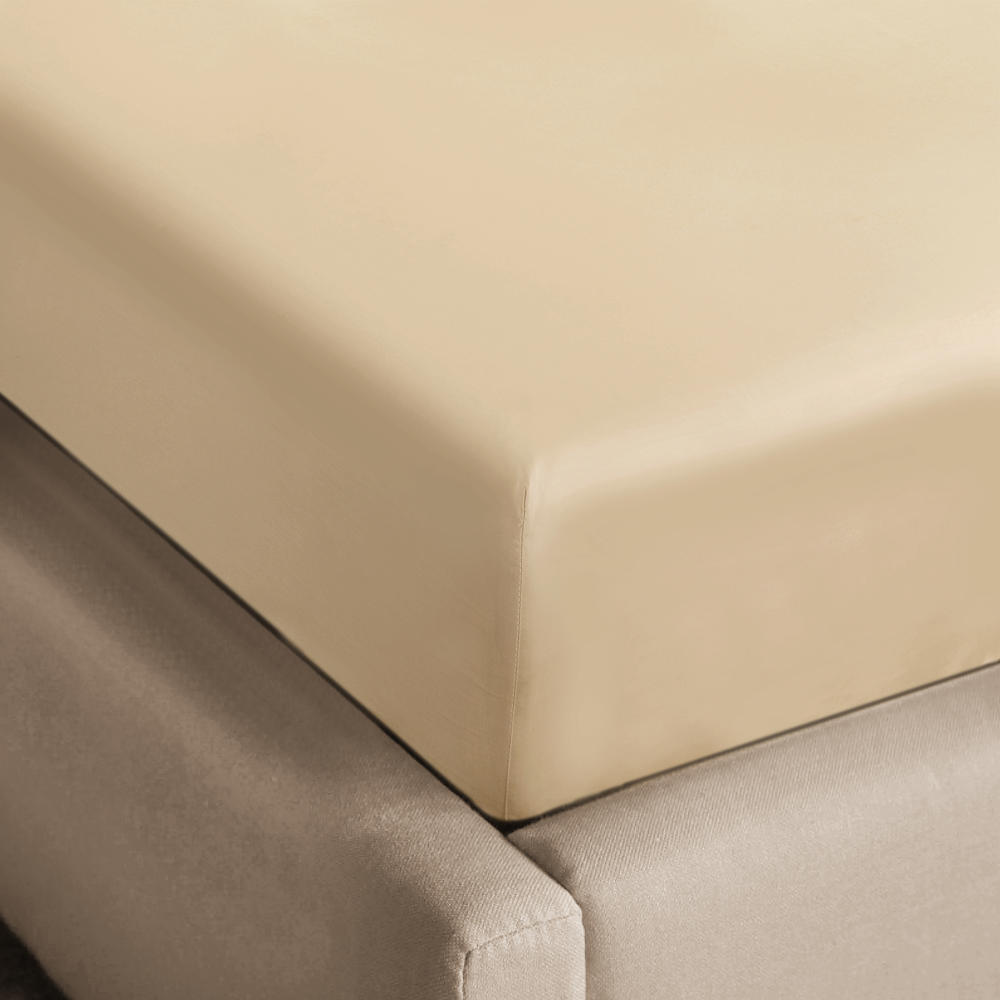 NOUS Living katoen satijnen hoeslaken - beige