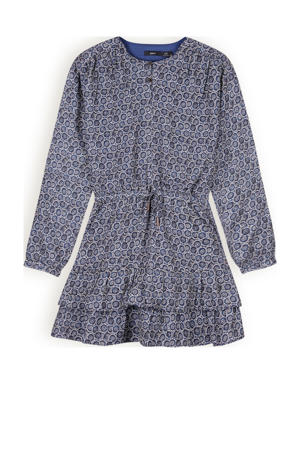 jurk Mayal met all over print blauw