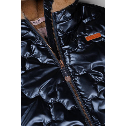 NONO gewatteerde winterjas Bee donkerblauw Meisjes Polyester Capuchon Effen 158 164
