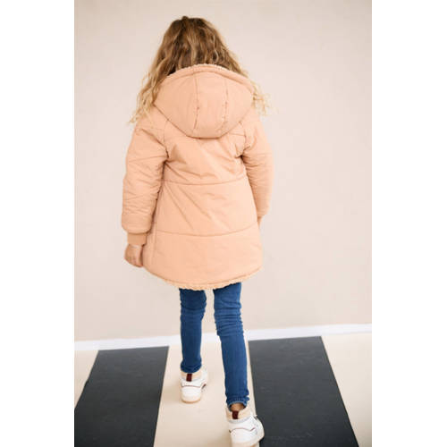 NONO reversible gewatteerde winterjas Baybee beige poederroze Meisjes Polyester Capuchon 158 164