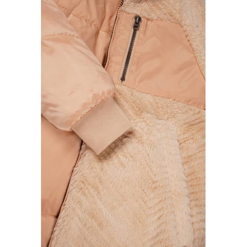 NONO reversible gewatteerde winterjas Baybee beige poederroze Meisjes Polyester Capuchon 158 164